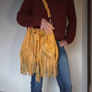 Genuine leather tassel purse